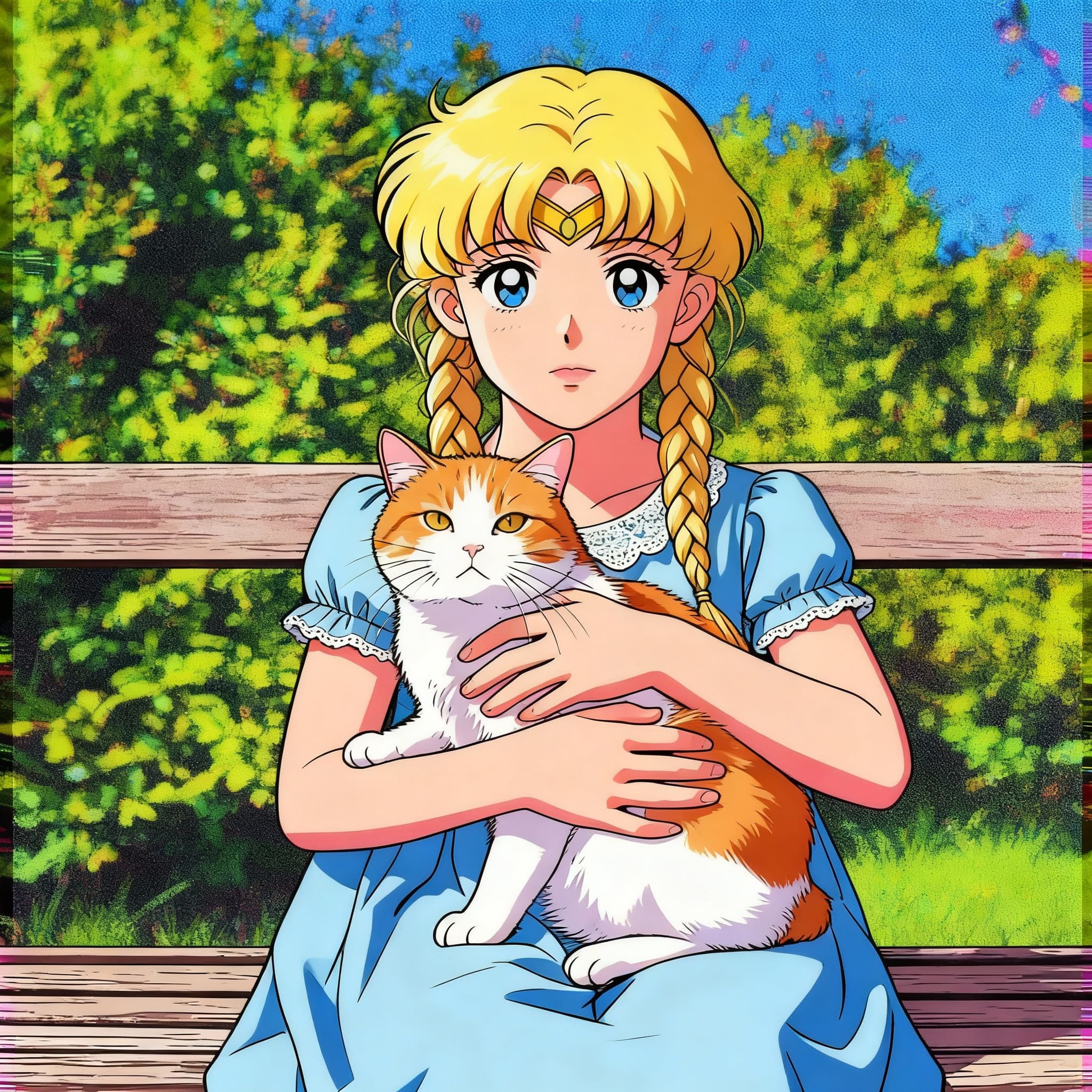 90s retro anime style portrait with vintage VHS effect