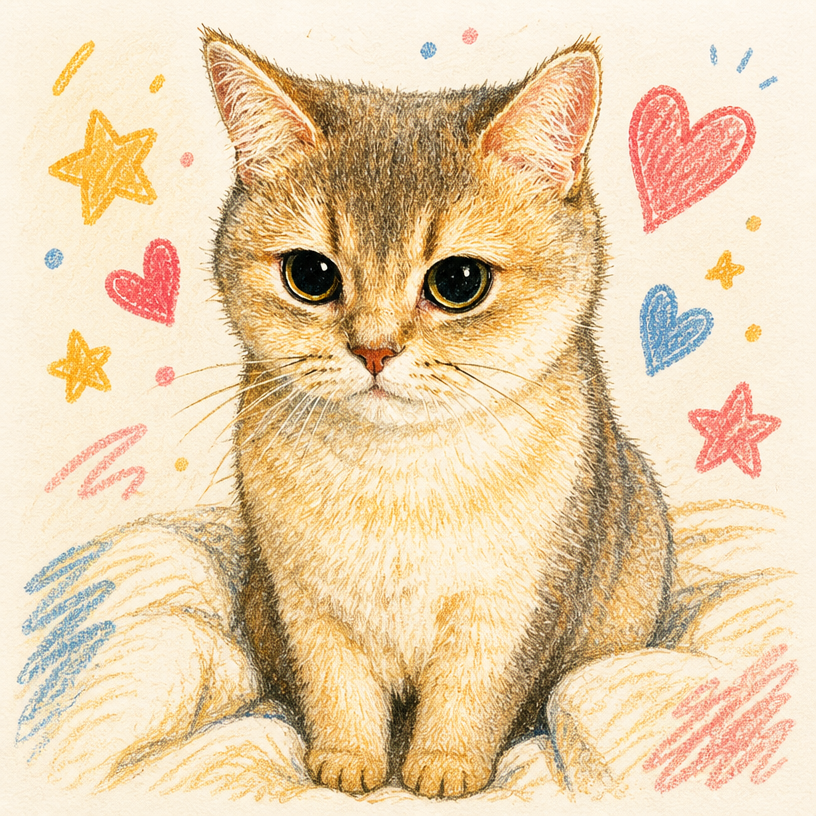 Photo redrawn as a colorful crayon doodle portrait