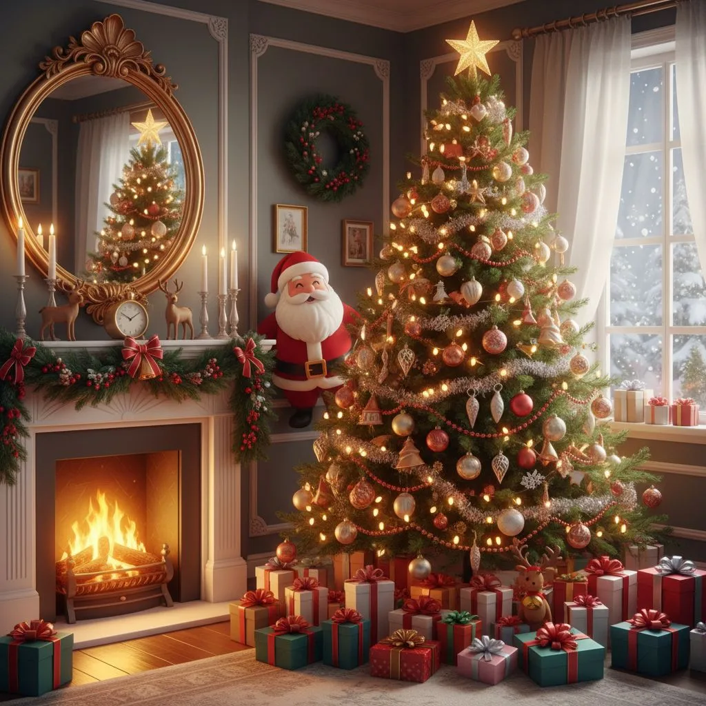 AI generated Christmas living room scene using Nano Banana model