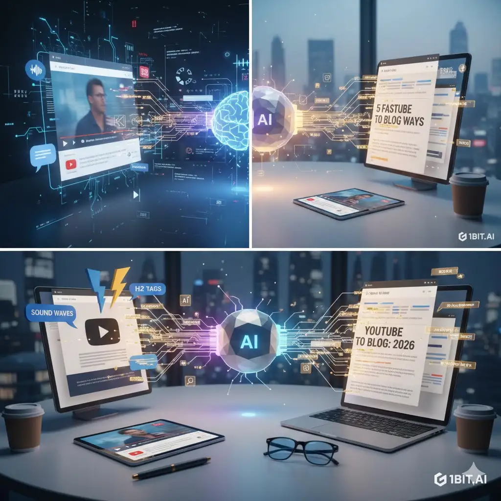 5 Ways to Turn YouTube into Blog Posts (2026 Guide) - 1bit AI