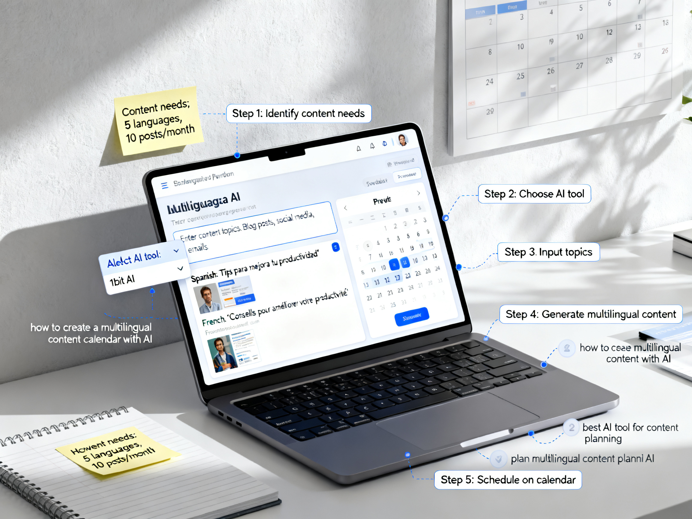 Create a Multilingual Content Calendar with AI: Step-by-Step Template tutorial demo image