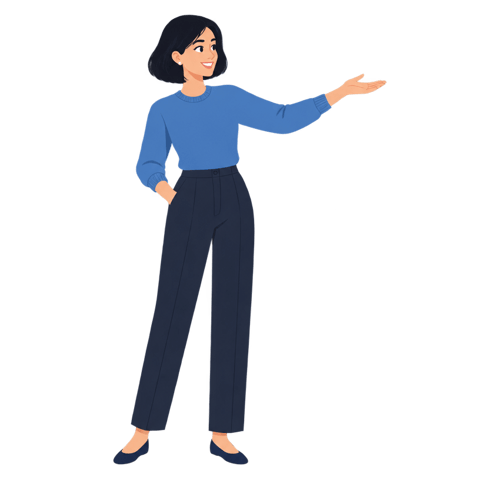 AI Character Pose example: Pointing at content