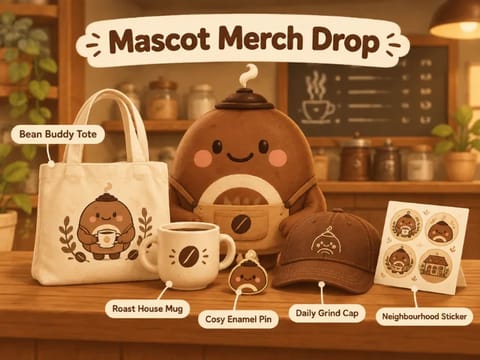 AI Mascot Designer example: Merch mockups