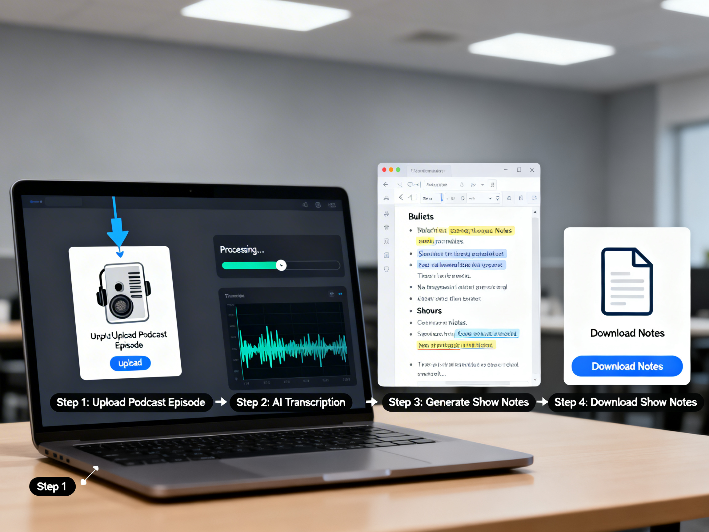 Automatically Generate Podcast Show Notes: The Ultimate Guide tutorial demo image